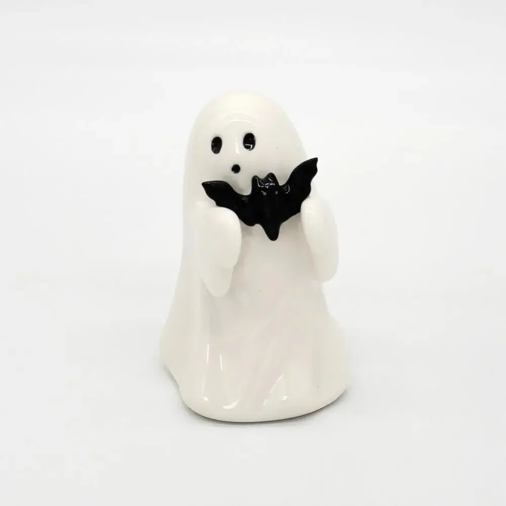 Set of 2 Target Hyde & Eek Ceramic Ghost with Pink Pumpkin & Bat Halloween NEW